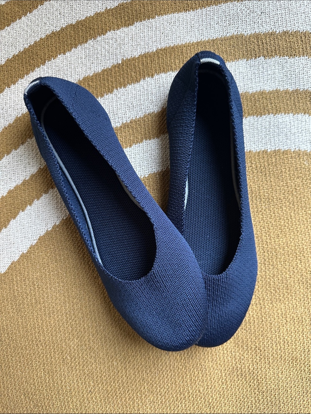 Navy Knit Ballet Flats - Women's Slip-On Comfort